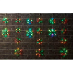LED6連スノーフレークカーテンライト 【屋外使用可/コントロール可】 レインボー 1セット点滅パターンコントローラー付きです。軒下などのクリスマス演出に大活躍。クリスマス イルミネ