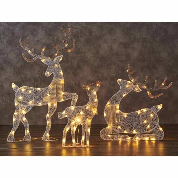 LEDファブリック トナカイファミリー3匹 1セットクリスマス 飾り 装飾 雑貨 オブジェ 置物 ライト