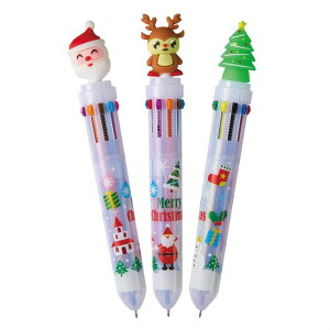 【5%OFFクーポン有り!マラソン期間中♪】【120本入り】クリスマス10色カラーボールペン送料無料 景品 くじ引き 文具 子供会 イベント ビンゴ 当てくじ 子供
