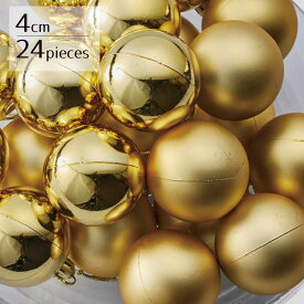 【24個入り／直径4cm】プラスチックオーナメントボール ゴールド使いやすいスタンダードなオーナメントカラー。クリスマス 飾り 装飾 オーナメント ボール ゴールド ツリー
