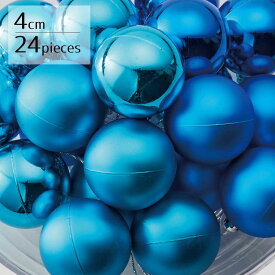 【24個入り／直径4cm】プラスチックオーナメントボール ブルー使いやすいスタンダードなオーナメントカラー。クリスマス 飾り 装飾 オーナメント ボール ツリー
