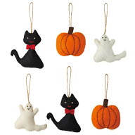 【6個セット】キャラクターオーナメントカボチャ、ゴースト、黒猫のキャラクターオーナメントです。ミニ…