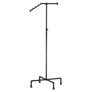 スマートエルボー傾斜ハンガーラック ブラック 1台貫通穴式のローレットタイプネジで安全に高さが固定できます。アパレル 什器 シンプル 業務用 頑丈 パイプハンガー コートハンガー 伸縮