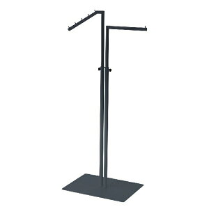 【5%OFFクーポン有り!マラソン期間中♪】2WAYハンガーラック(丸パイプ)直角・傾斜 黒 1台アパレル 什器 シンプル 業務用 頑丈 パイプハンガー コートハンガー 伸縮