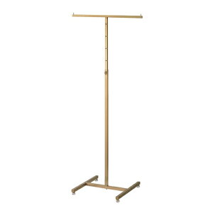 【5%OFFクーポン有り!マラソン期間中♪】アンティークゴールドハンガーラック 角パイプ T字ハンガー 1台アパレル 什器 シンプル 業務用 頑丈 パイプハンガー コートハンガー 伸縮 スリム お