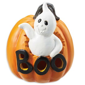パンプキンオブジェゴースト 1個「BOO」の文字のあるカボチャ中からオバケがこんにちは。ハロウィンにぴったりの置物です。送料無料 ハロウィン 飾り 置物 小物 ディスプレイ 装飾 グッズ かぼちゃ カボチャ
