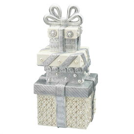 【10%OFFクーポン有り！12月10日限り】プレゼントボックス シルバー 3段ボックス 1個送料無料 クリスマス 飾り 装飾 オブジェ 置物 クリスマス雑貨 雑貨 足隠し 足元隠し クリスマスボックス ツリー クリスマスツリー