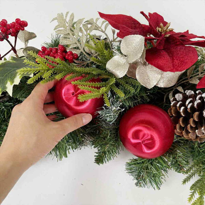 楽天市場】ポインセチアガーランド 長さ100cm 1本入り口などを華やかに  