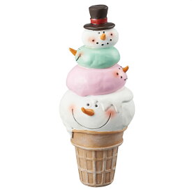 【5%OFFクーポン有り！マラソン期間中♪】アイスクリームスノーマンオブジェ 4連スノーマン 1個送料無料 クリスマス 飾り 装飾 オブジェ 置物 クリスマス雑貨 雑貨