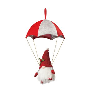 パラシュートハンガー トムテ 1個クリスマスキャラクターのパラシュートハンガーです。吊るすと上からパラシュートが降りてくるシーンがかわいいです。送料無料 クリスマス 飾り 装飾 オ