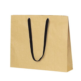 【50枚入り】ショルダー型手提げ袋 ベージュ 黒紐 52×42cmお手頃な価格と使いやすいカラーが、大好評のショルダーバッグです。木の色に近い漂白されていないクラフト紙を使用。紙袋 袋 おしゃれ 業務用 手提げ クラフト