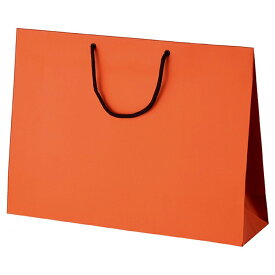 【10枚入り】マット貼り紙袋 オレンジ 45×12×33cm表面がPP貼りで、持ち手にアクリルひも、底部にはボール紙を用いた高級感のあるバッグです。 紙袋 袋 おしゃれ 業務用 手提げ ラッピング ギフト