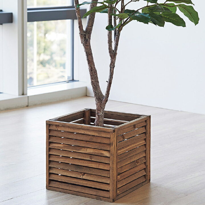楽天市場 折りたたみウッドコンテナボックス ブラウン 1個植物を入れれば足元を木製の温かみのあるおしゃれなインテリアに 折りたためるので収納場所にも困りません 木製 ボックス 収納 箱 おしゃれ インテリア雑貨 アンティーク 雑貨 かわいい ナチュラル シンプル