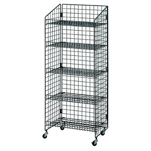 【5%OFFクーポン有り!マラソン期間中♪】業務用5段ネットラック W62×H150cm 黒 1台業務用 ラック 折りたたみ メッシュパネル 陳列棚 店舗用 商品棚 ディスプレイ 陳列台 多肉 キャスター付き