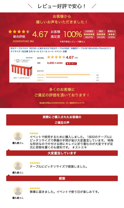 楽天市場】紅白テーブルクロス 1枚すぽっと被せるだけで紅白テーブルが 
