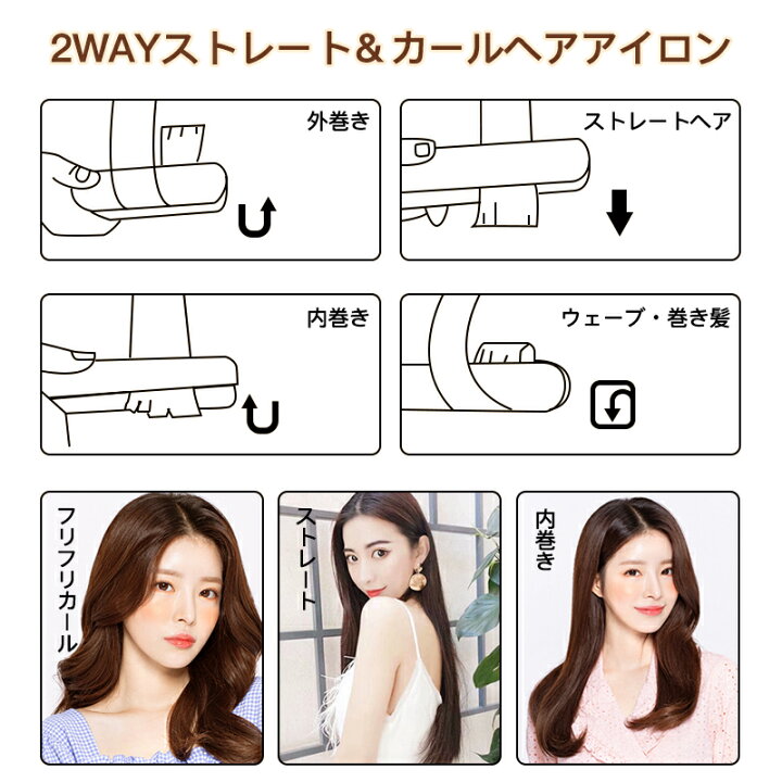 楽天市場 ヘアアイロン カールアイロン コテ ストレートアイロン 2wayタイプ カールヘアアイロン セラミックコーティングプレート コンパクト 海外対応 耐久性 旅行 髪を傷めない 使いやすい 初心者 フィールド ミッションストア