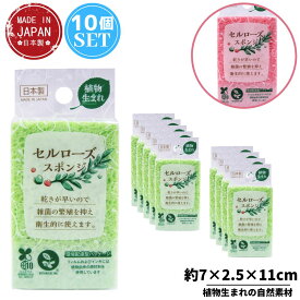 【送料無料】セルローズ キッチンスポンジ 10個パック【ピンク・グリーン】｜植物生まれの天然素材使用 キッチン スポンジ 台所スポンジ 食器用スポンジ 食器 ソフトスポンジ ソフト キッチン用スポンジ 食器スポンジ 台所用スポンジ 日本製