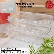 【送料無料 お買い得 数量限定】エンバランス クリアコンテナ Bセット【Sサイズ×2個 Lサイズ×1個 プラ…