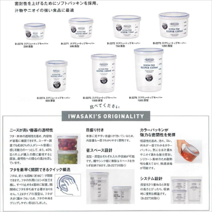 楽天市場】抗菌 保存容器 スクリュートップキーパー 容量1000ml 10個セット 深型 ナチュラル|食品 保存 冷蔵 冷凍 食洗機対応 抗菌 密封容器 密閉容器 保存容器 プラスチック 保存容器ニオイ 臭い 漏れ 衛生的 耐熱性 収納 スペース 電子レンジOK 岩崎工業 ラストロ ... 楽天市場】抗菌 保存容器 スクリュートップキーパー 容量1000ml 10個セット 深型 ナチュラル|食品 保存 冷蔵 冷凍 食洗機対応 抗菌 密封容器 密閉容器 保存容器 プラスチック 保存容器ニオイ 臭い 漏れ 衛生的 耐熱性 収納 スペース 電子レンジOK 岩崎工業 ラストロ ...