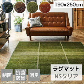 【メーカー直送品】い草 ラグ マット 小林製薬 持続性抗菌剤 不織布 約190×250cm | カーペット い草ラグ イ草 イグサ 畳 たたみ 和室 長方形 空気清浄効果 抗菌 防臭 すべり止め 滑りにくい グラデーション フローリング リビング 洋室 シンプル 無地 NSクリア イケヒコ