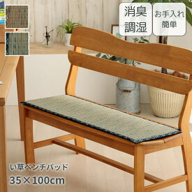 【メーカー直送品】 クッション ベンチパッド い草 チェック柄 長方形 約35×100cm | イ草 座ぶとん 座布団 椅子 イス チェア 調湿 汗を吸収 涼しい 空気清浄 お手入れ簡単 クッション性 シンプル おしゃれ かわいい 和モダン ナチュラル リビング リープ イケヒコ