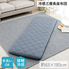 【メーカー直送品】 座布団 長座布団 冷感 長方形 マット 約65×180cm | 座ぶとん ソファー 敷きもの 敷布団 敷き布団 三層構造 丈夫 お昼寝マット 赤ちゃん ふっくら 接触冷感 ひんやり 夏 快適 手洗い可能 清潔 無地 シンプル メッシュ フロスト 三層長座布団 イケヒコ