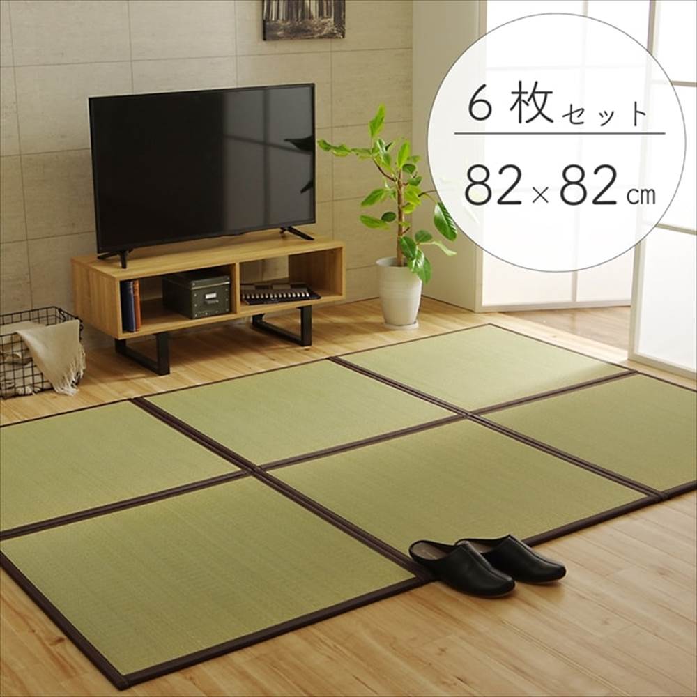 日本製 軽量 置き畳/ユニット畳 (ブラウン 約67×67×1.7cm 4枚組