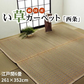 【メーカー直送品】純国産 い草花ござ 『西条』 ベージュ 江戸間6畳(約261×352cm） | 抗菌防臭 い草ラグ らぐ ラグマット マット カーペットマット 敷物 絨毯 じゅうたん フロアラグ リビングマット ダイニングラグ 夏用ラグ 夏ラグ イケヒコ いぐさ い草 マット