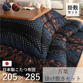 【メーカー直送品】国内プリント こたつ厚掛け敷布団セット【掛205×285cm・敷190×260cm】 | 和モダン柄 こたつ敷布団セット 冬 寒さ対策 リビング ダイニング 和室 洋室 居間 部屋 書斎 こたつ布団 炬燵 火燵 コタツ 布団 ふとん はっ水 エコ あったか シンプル モダン