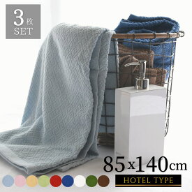 【送料無料】HotelType 大判バスタオル 85x140 3枚セット | バスタオル ビッグ 大判 大きい タオル 140cm ホテル 綿100% 風呂 お風呂 洗面 吸水 丈夫 強い 頑丈 ホテルタイプ ホテル仕様 シンプル 無地 ベビー お昼寝 ブランケット タオルケット 3枚組 セット まとめ買い