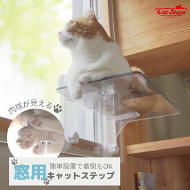 【送料無料】着脱可能 窓用 クリアキャットステップ | キャットウォーク キャットステップ 透明 キャットタワー 猫 ペット ねこ ネコ 肉球 透明 窓 吸盤 簡単 着脱 8kg ハウス 室内 人気 運動不足 安定 足場 棚板 かわいい おしゃれ DIY 上下運動 クリア 遊び 日向ぼっこ