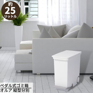 ペダル式ゴミ箱 オルア 縦型分別 25L | 分別 ごみ箱 ダストボックス ペダルペール 横開き タテ型 縦型 スリム ふた付き 日本製 おしゃれ キッチン LBD-13