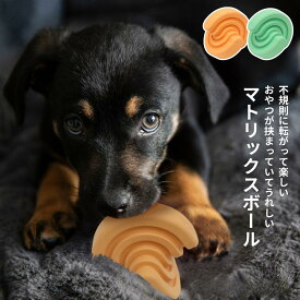 不規則に転がる犬用おもちゃ マトリックスボール オレンジ/グリーン 天然ゴム おやつを挟んだり、塗ったり 中型犬 小型犬 | ペット用品 ペットの健康グッズ トイボール 犬用ボール 玩具 遊び ストレス解消 運動不足解消 健康促進 丈夫 頑丈 高耐久 動く物を追うの好きな子に