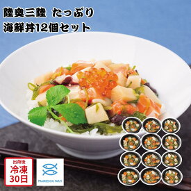 【メーカー直送】陸奥三陸 たっぷり 海鮮丼 12個 セット 和食 惣菜 丼 食べ物 喜ばれる 夏ギフト 冬ギフト お中元 内祝い 贈答 贈り物 プレゼント お礼 お返し | メカジキ サーモン いくら いか たこ めかぶ 冷凍食品 魚介 グルメ お取り寄せ 簡単調理