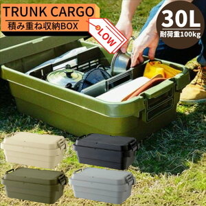 TC-50S LOW トランクカーゴ 30L ロータイプ コンテナボックス【グリーン・ベージュ・ブラック】 |おしゃれ 座れる 頑丈 丈夫 アウトドア キャンプ DIY 工具 ベランダ 玄関 積み重ね 収納 ボック