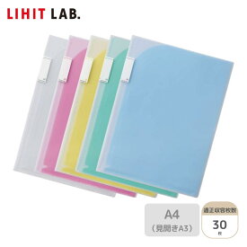 Setで割引 リヒトラブ Lihit Lab F3410 2ポケットホルダー A4 コピー用紙30枚 | 乳白 赤 黄 緑 青 セット ファイルポケット クリア スリム A3 シンプル 学校 学生 中学生 小学生 書類入れ はさむタイプ 薄型 おたよりファイル お手紙ファイル かわいい 可愛い