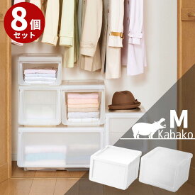 【送料無料 8個セット】 カバコ [M] 幅45cm×奥行42cm×高さ31cm | 収納ケース 衣装ケース フラップ フラップ扉 収納 ボックス スライド 積み重ね プラスチック フラップボックス 収納ケース スライド キューブボックス おもちゃ 小物 子供 衣類 組合せ まとめ買い