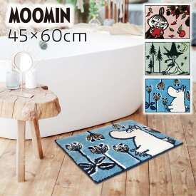 バスマット MOOMIN 45×60cm | ムーミン スナフキン グッズ インテリア 雑貨 キャラクター 北欧 風呂マット 足 拭き マット 吸水 かわいい おしゃれ 滑り止め ペット フワフワ ふかふか ホテル 無地 一人用 足ふきマット お風呂マット 浴室マット 湯上り用 マット