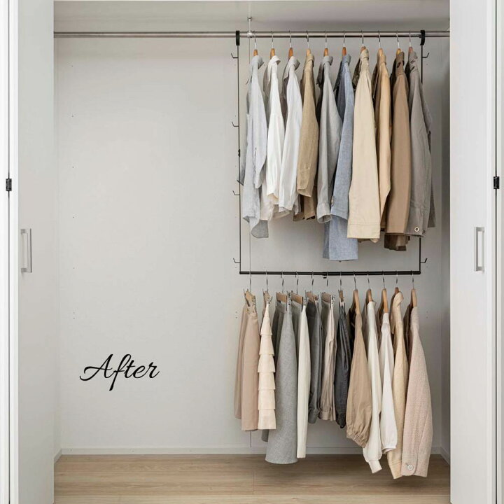 楽天市場 送料無料 Smart 伸縮収納力アップ2段ハンガー 収納アップ ハンガー フック ウォークインクローゼット ポールハンガー 省スペース 2段 収納 衣類ハンガー ハンガーラック パイプハンガー クローゼット 整理 洋服 衣替え 礼服 制服 収納用品 バッグ 帽子