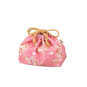 布貼らんち 桜うさぎ 日本製 HAKOYA 巾着袋 | 和風 お弁当用 巾着 ランチバッグ 桜 和柄 上品 高級 華やか 美しい 国産 巾着袋 ピンク レッド 女子 レディース