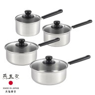 燕三条 選べる4size ガラス蓋 片手鍋 [14cm/16cm/18cm/20cm] | 片手鍋 ステンレス 鍋 IH対応 日本製 ステ…