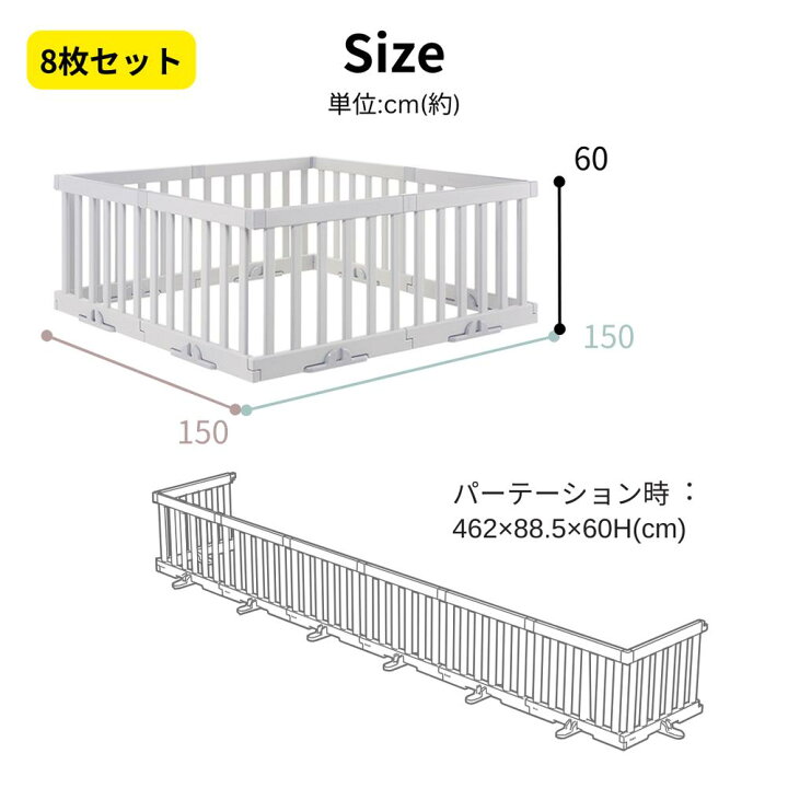 リッチェル パーテーションにも使えるベビーサークル 8枚セット 