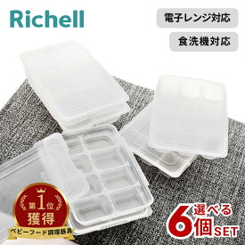 選べる3size 6個セット わけわけフリージング ブロックトレー | リッチェル 離乳食 作り置き 容器 小分け 保存容器 ケース 冷凍 冷蔵 冷凍保存 冷凍容器 ストック わけわけ フリージング Richell 保存 冷凍トレイ パック 電子レンジ対応 薄型 食洗機対応 耐熱 コンパクト