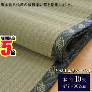 【 ポイント5倍 】 メーカー直送品 純国産 減農薬栽培 い草 上敷き カーペット 糸引織 『西陣』 本間10畳(約477×382cm) 熊本県八代産イ草使用 | い草ラグ らぐ ラグマット マット カーペットマ