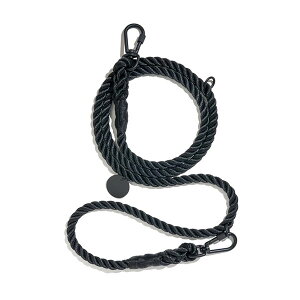 yFOUND MY ANIMAL t@Eh}CAj}zMATTE BLACK ROPE DOG LEASH, ADJUSTABLE AWX^u[h lR|X