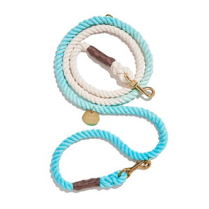 yFOUND MY ANIMAL t@Eh}CAj}zROBINS EGG BLUE COTTON ROPE DOG LEASH | ITALIAN SOLID BRONZE BOLT SNAPS, ADJUSTABLE AWX^u[h/ rYGbOu[@lR|X