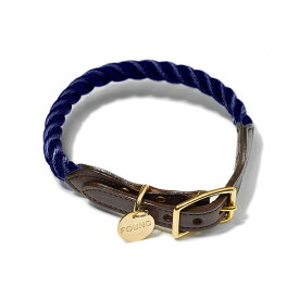 【FOUND MY ANIMAL ファウンドマイアニマル】NAVY ROPE & LEATHER CAT & DOG COLLAR キャット＆ドッグカラー/ネイビー　■ネコポス送料無料■