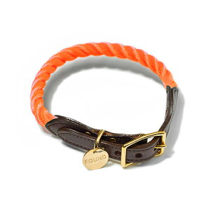 yFOUND MY ANIMAL t@Eh}CAj}zRESCUE ORANGE ROPE & LEATHER CAT & DOG COLLAR LbghbOJ[/XL[IW@lR|X