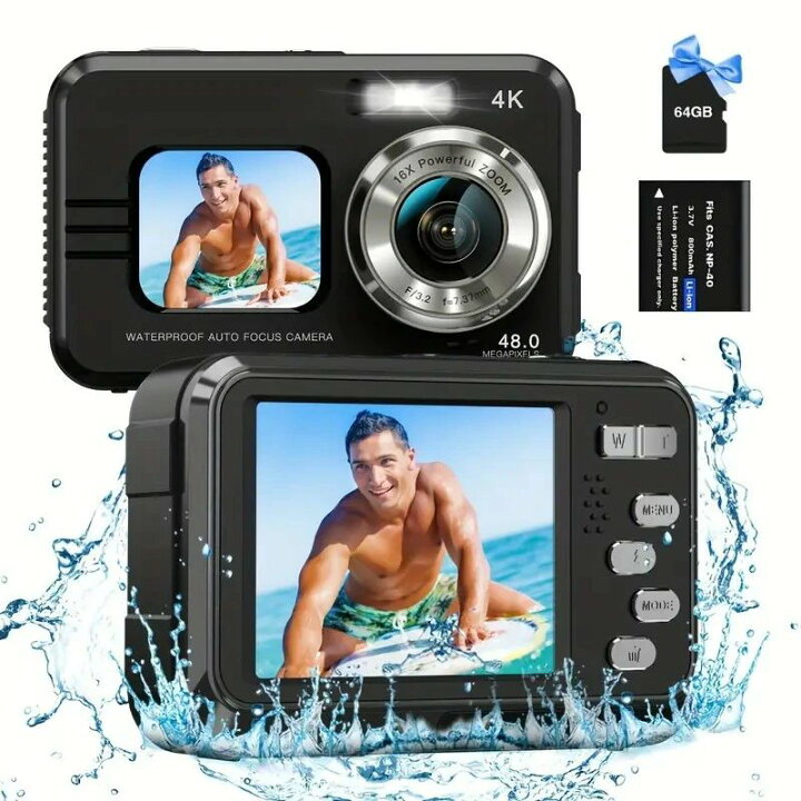 楽天市場】防水カメラ デジタルカメラ 4K【4800万画素防水】16倍 