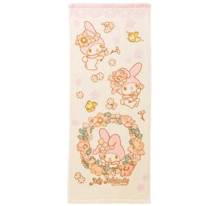 フェイスタオル タオル サンリオ マイメロディ 夢見るマイメロ 約 34× 80cm 綿 無撚糸 スチームシャーリング 染料プリント